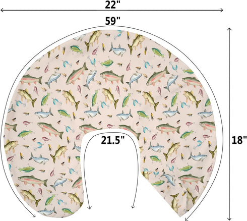 Fishing Baby Nursing Pillow Covers for Boy Girl Freshwater Fishes Lures Nursing Slipcovers for Breastfeeding Pillows