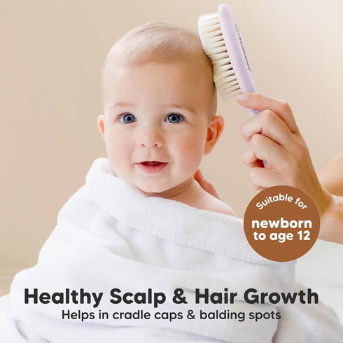 Wooden Baby Hair Brush for Toddler Girls, Boys - Cradle Cap Brush for Babies, Soft Goat Bristles, Perfect Gentle Scalp