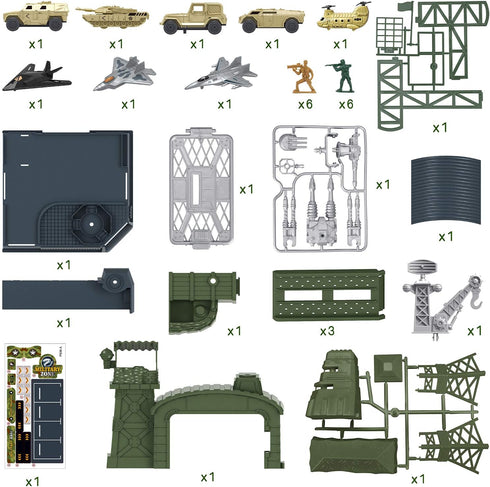 47 Pieces Military Base Set, Army Men Playset with Vehicles and Accessories for Kids