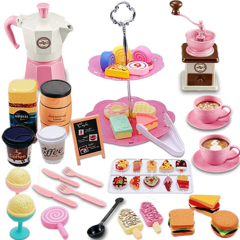 Pretend Tea Party Set for Little Girls, 48 PCS Coffee Maker Set