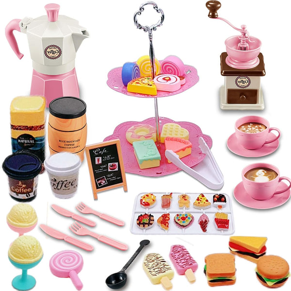 Pretend Tea Party Set for Little Girls, 48 PCS Coffee Maker Set