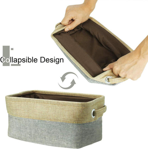 uxcell Gray Small Collapsible Fabric Storage Basket Bins with Dual Handles, Foldable Toy Bins for Home Organizer
