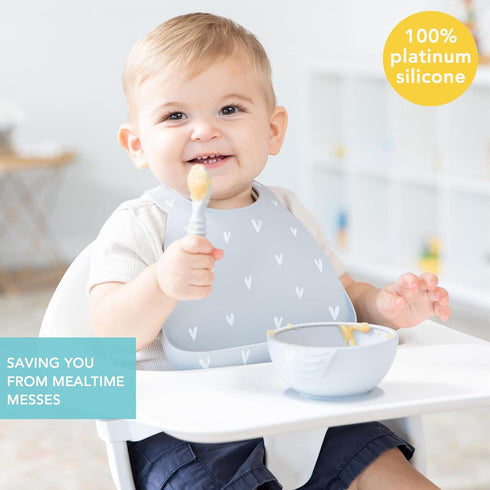 Set Bumkins First Feeding - Bowl, Lid, Spoon & Silicone Pocket Bib