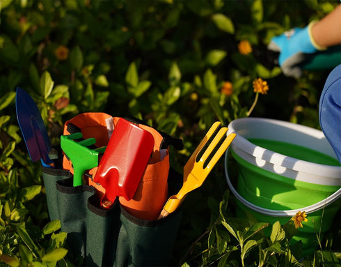 Doiaz Set Kidz Gardening Tool Gardening Tools Kit Includes Shovel, Rake, Fork Trowel, Children'z Garden Kit with Sun