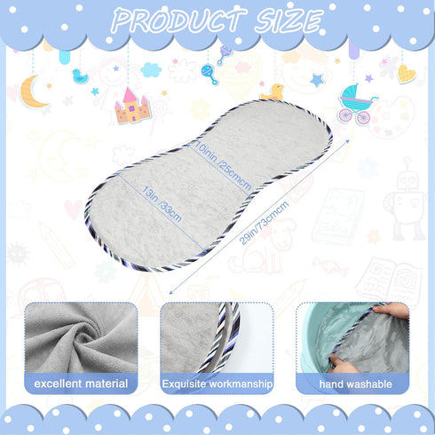 6 Pcs 13 x 29 in Peanut Shape Changing Pad Liner Peanut Changing Pad Liner Portable Soft Peanut Changing Pad Washable Reusable Changing Pad Liner Waterproof Easy to Clean(Gray)