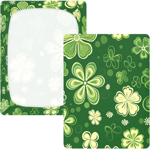 Bseiialft 52 28 Shamrocks Clover Leaves St Patrick Crib Sheets for Boys Girls Soft and Breathable Cotton Baby Sheets