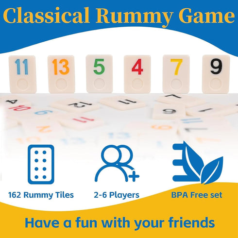 Rummy Set 6 2026-6 162 6 Doreimi Non-Transparent Cube Game Players Colors Tiles, Anti-Slip Wooden Racks/Trays, Dual