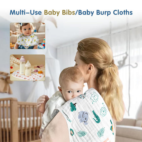 6 6 Pack, Set Muslin Burp Cloths, Layers Baby Burp Cloths Ultra-Soft Burping Cloth, Organic Cotton Boy Girl Burp Cloes