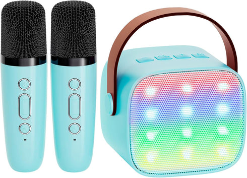 YLL Mini Karaoke Machine for Kids, Portable Bluetooth Speaker with 2 Wireless Microphones, Christmas Birthday Gift