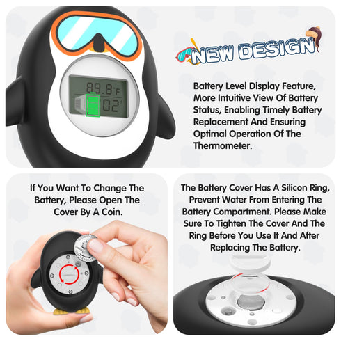 Bath Thermometer for Baby, Safety Pregnancy Bathtub Thermometer with Battery Power Display Feature, Floating Water Temperature Gauge, Auto On/Off Baby Shower Thermometer