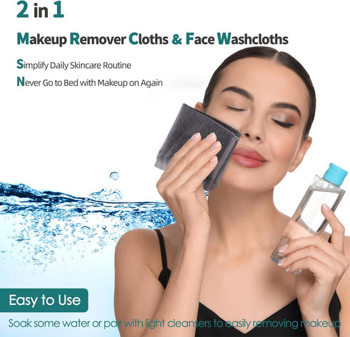 12 Pack, 13x13 inch Wash Cloths Reusable Makeup Eraser Towel, Large Washcloths for Face and Body, Super Soft and Skin