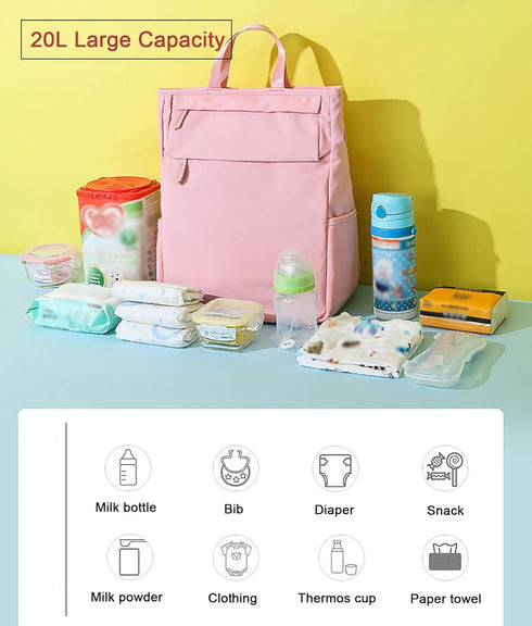 Meinii Mommy Diaper Bag Multifunction Baby Changing Bag with Insulated Pockets Waterproofing Large Capacity Bag