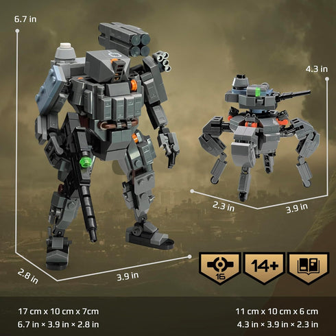 6021 Set, 14+ MyBuild Armed Forces Alpha Fire Support Robot Building Kit, Heavy Tactical Mech with Missile Pod