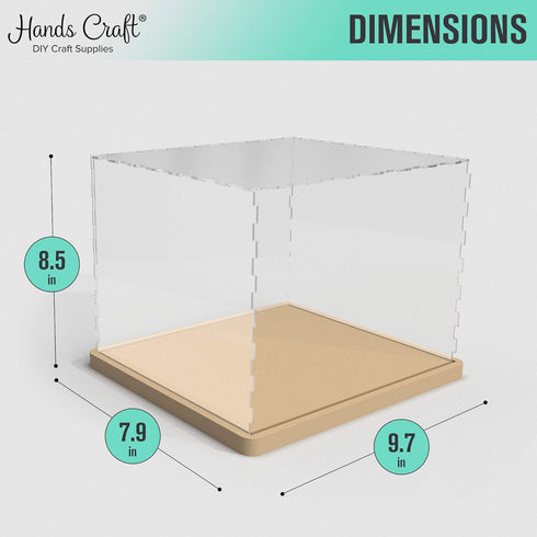 Hands Craft Miniatures Dollhouse Display Case | Acrylic Dust Cover & Wooden Base | Protective, Dust-Free Display |
