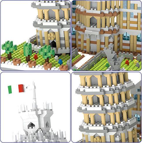 LQPFBSM Set 2500 Leaning Tower of Pisa Micro Mini Building Blocks Italy Architecture Building Kits Famous Landmark