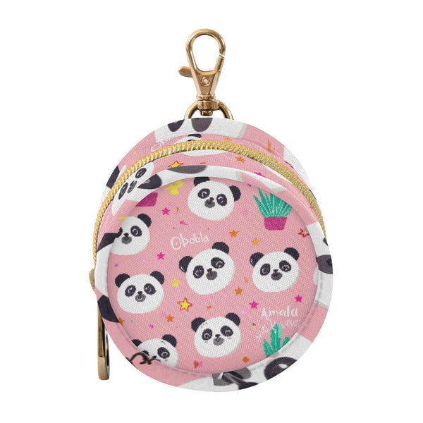 PYBUG Panda Round Pacifier Storage Case, Polyester & TPU Lined with Hook Buckle,