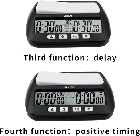 Digital Chess Clock - Professional Timer for Board Games with Basic, Bonus, Delay, and Positive Time Features