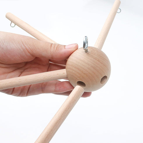 DIY Baby Mobile Kit, Hanging Frame Hanger for Crib, Decorative Natural Wooden Wind Chime Equipment for Infant Boy Girl