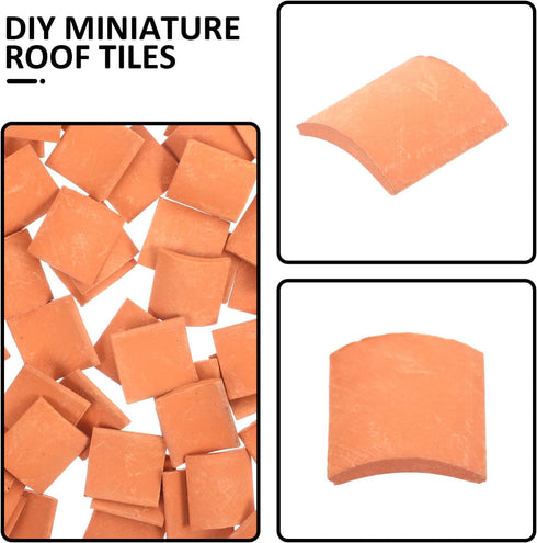 80pcs Miniature Roof Tiles Model Building Set, 1:16 Dollhouse Fake Tiles for DIY Kitchen Garden Diorama Roofing, Red