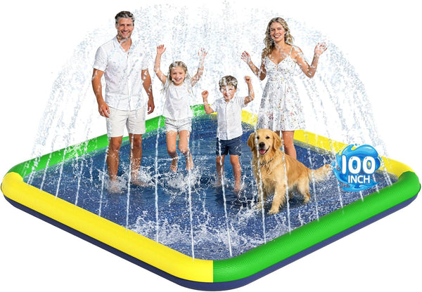 Splash Pad for Kids & Dogs, EPN 140"-100" Extra Large Non-Slip Sprinkler