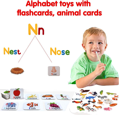 130 3 Craftstory Pcs Alphabet Learning Toys Letters-Felt Montessori Board for Toddlers with Flashcards Preschool