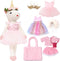 Unicorn Doll Stuffed Animal Toys for Girls, Ballerina Doll with Plush Carrier Bag, 3 Set Accessories
