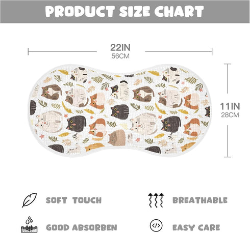 decor gift 4 Pack 22x11in Cotton Muslin Burp Cloths Large Soft and Absorbent? Simple Minimalist Cats Baby spit up Rags