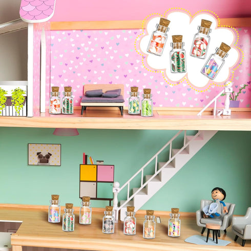 1:12 Houses(Candy,50 Sumind Cute Miniature House Food Jar Glass Bottle Mini Fruit Simulation Scene Candy Snack Model