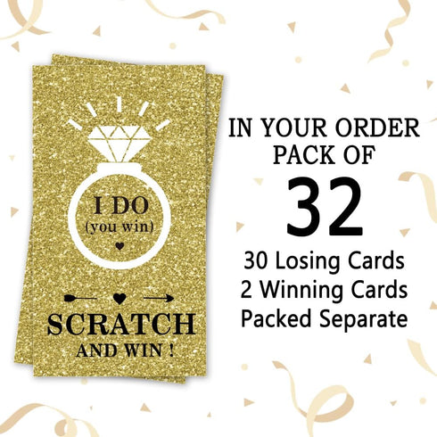 Gold Diamond Bridal Shower Scratch Off Game Cards (32 PCS), Gift Certificate Scratch Off Cards for Wedding Activities