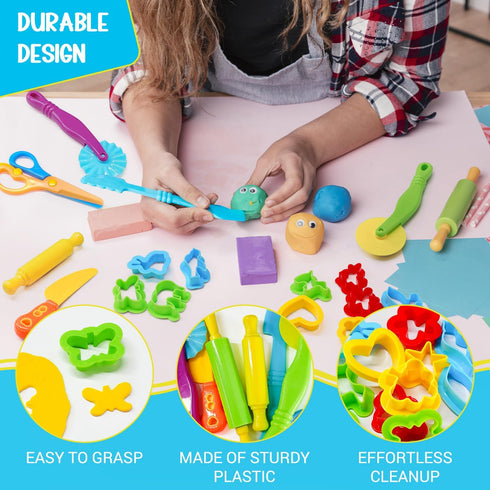 IHESPABLD 28 Set 3+ Playdough Tool Kit, Pcs Basic Clay and Dough Tools Starter for Kids Ages Creative Play Accessories