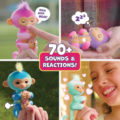 2023 New Interactive Baby Monkey, Reacts to Touch with 70+ Sounds & Reactions (Pink)