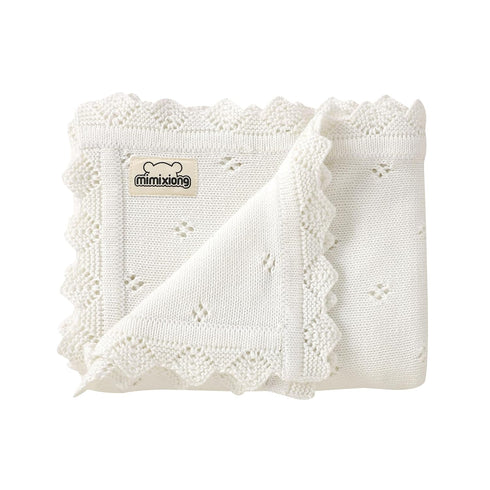 mimixiong Cotton Baby Blanket Knitted Crochet Receiving Crib Nursery Swaddling Blankets for