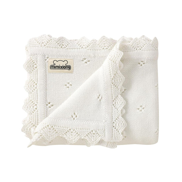 mimixiong Cotton Baby Blanket Knitted Crochet Receiving Crib Nursery Swaddling Blankets for