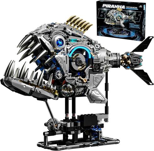 Myth Qholve Mechanical Piranha Building Block Kit Hand-Crank Gear Multi-Joint Motion Toy for Boys,
