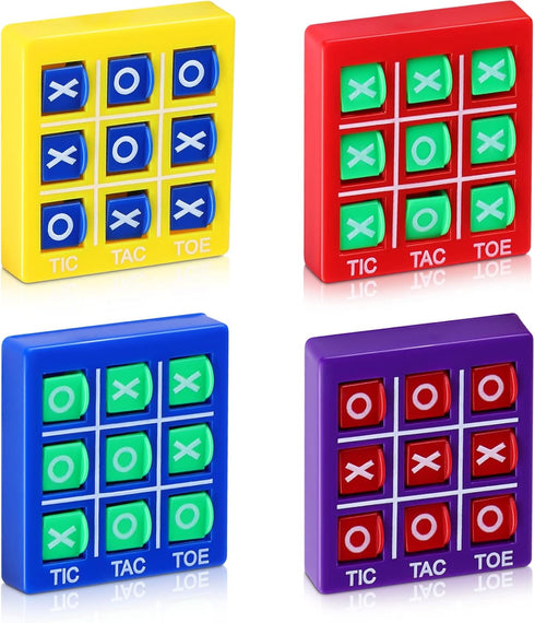 4 Pcs Travel Tic Tac Toe Mini Board Game Toys, 2 x 2 x 0.4 Inch, Retro Pocket Games for Kids