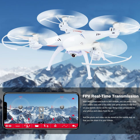 Cheerwing Syma X5SW-V3 WiFi FPV Drone with Camera, 2.4Ghz 4CH 6-Axis Gyro RC Quadcopter, White
