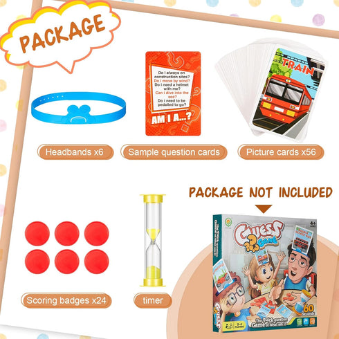 Sumind Headband Game - Fun Guessing Game Set with Headbands, Picture Cards, Scoring Coins, Sand Clock