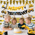 FIGEPO Set Construction Party Supplies Dump Truck Party Decorations with caution tape, construction pennant flags