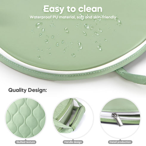 Compact Waterproof Leather Diaper Changing Pad - Green