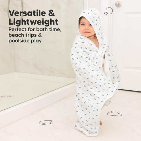 Set(Whale KeaBabies Muslin Baby Bath Towels with Hood for Girls,Boys-Large Organic Cotton Hooded Baby Towels