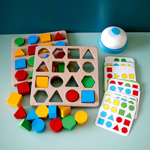 Shape Matching Game, Color Sensory Educational Toy, Geometric Quick Matching Board Game for Kids