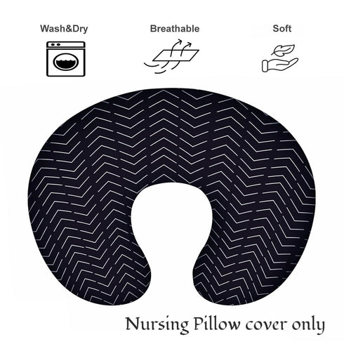 Yosoo Classic Black Print U Shape Breastfeeding Pillow Cover, Washable Nursing Pillowcase for Moms, Breastfeeding
