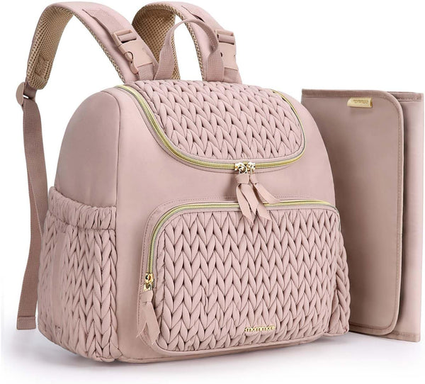 mommore Diaper Bag Backpack, Stylish Travel Baby Bag with Insulated Pockets, Changing