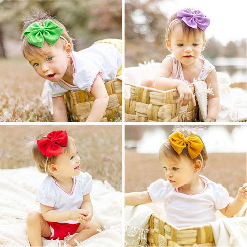 Prohouse 30 PCS Big Bows Baby Nylon Headbands, Hair Bows Elastics for Baby Girls, Newborn Infant Toddler Accessories