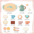 Set Set 3 4 5 Tea Party for Little Girls, Wooden Kids Tea with Teapot Cups Coasters Carrying Dessert, Picnic Outdoor