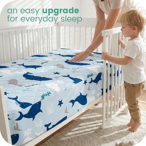 TOTCHILL 2 Pack, Light Quilted Crib Sheets Soft Fitted Sheets for Standard Crib and Toddler Mattresses, Pink Butterfly