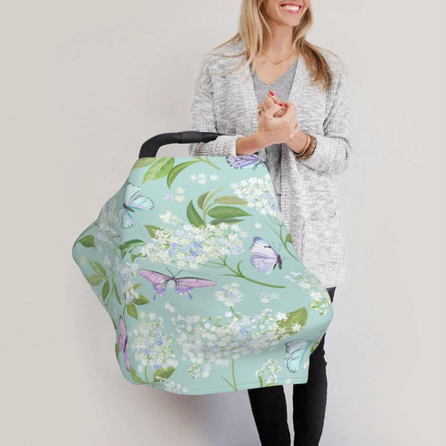 Schgap Butterflies Floral Car Seat Cover for Baby Nursing Cover Breastfeeding Baby Carrier Cover Stroller Cover
