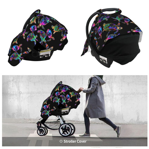 Sea Turtle Baby Car Seat Canopy Nursing for Breastfeeding Multi-Use Infant Stretchy Carrier Carseat Winter Cover
