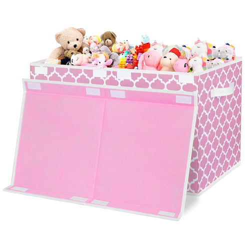 homyfort Toy Box for Girls, Large Toy Chest Organizers with Flip-Top Lid & Divider, Pink