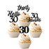 24 PCS 30th Birthday Cupcake Toppers, Hello 30 Cake Topper, Thirty 30 & Fabulous Cupcake Picks, 30th Birthday